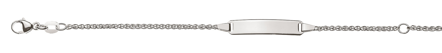 Bébé Bracelet Zopf Weissgold 750 mit Gravurplatte rechteckig lang