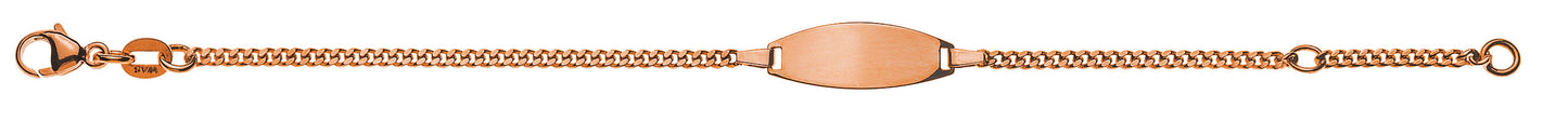 Bébé Bracelet Panzer geschliffen Rotgold 750 mit Gravurplatte oval