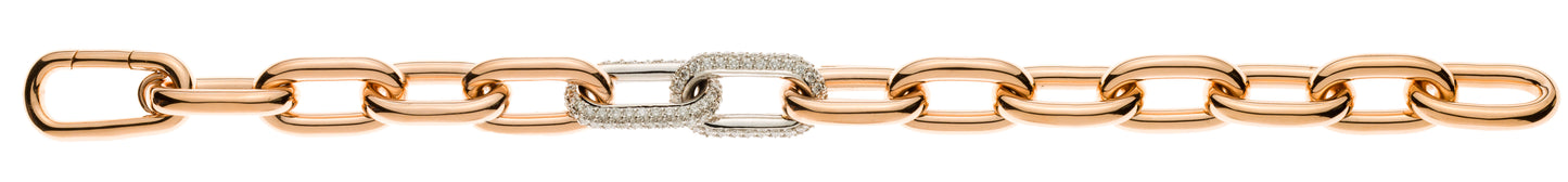 Armband Ankermuster Rotgold 750 poliert mit 2 gefassten Elementen 172 Diamanten total H SI