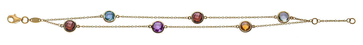 Armband Gelbgold 750 mit 6 Farbsteinen, Amethyst, Citrin, Blautopas, Rauchquartz