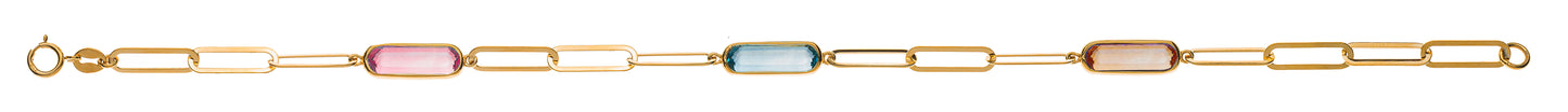 Bracelet Gelbgold 750, mit Farbsteine