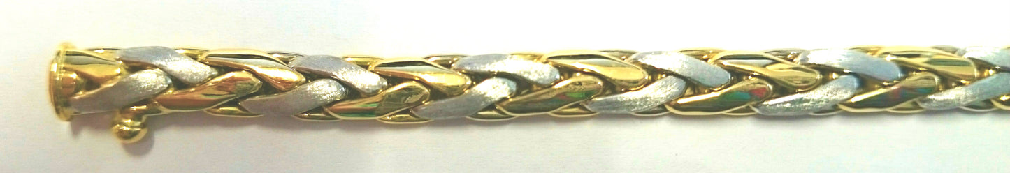Collier Bicolor (Gelb-/Weissgold) 750 Handarbeit Zopfmuster GG poliert WG satiniert