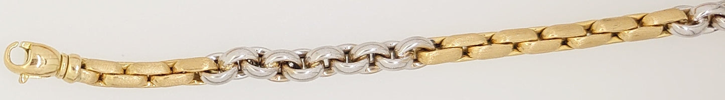 Collier Bicolor (Gelb-/Weissgold) 750 Handarbeit Ankerteile GG satiniert Erbsteile WG poliert