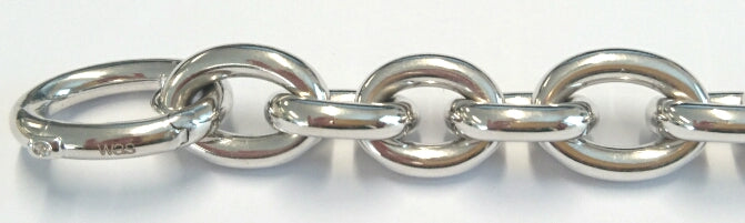 Armband Figaro-Anker oval Weissgold 750 Handarbeit 3 (13.7x) + 1 (14.7x19,8mm) mit 1 Brillant auf Verschluss H SI ct.