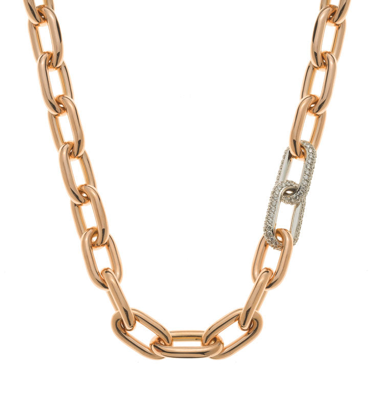 Collier Ankermuster Rotgold 750 poliert mit 2 gefassten Elementen WG 750 172 Diamanten total H SI
