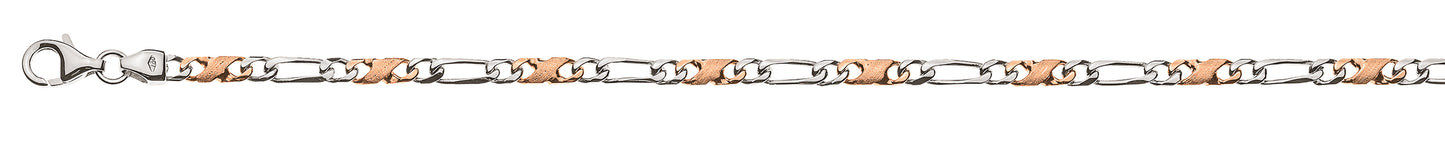 Carrera/Figaro Bracelet poliert/satiniert Bicolor (Rot-/Weissgold) 750