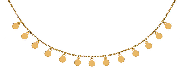 Collier Gelbgold 750 Rundanker, mit 13 Plättli-Anhänger poliert in 4mm