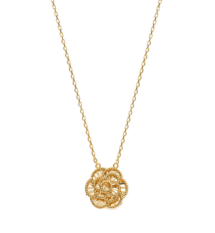 Collier Gelbgold 750, (40+42cm) mit integriertem Anhänger in Rosenform