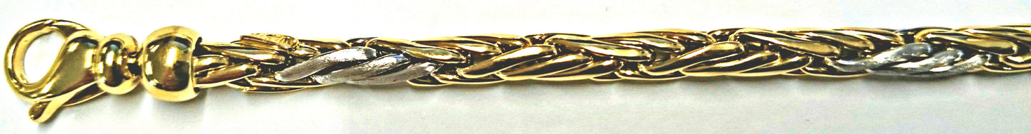 Collier Bicolor (Gelb-/Weissgold) 750 Handarbeit Zopfähnliches Muster GG poliert WG satiniert