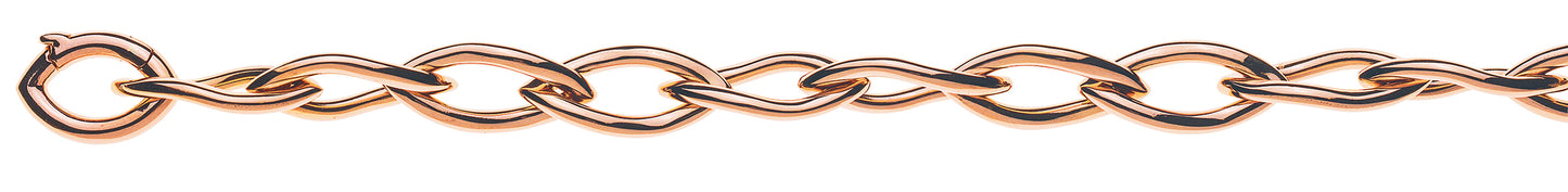 Bracelet Navette Rotgold 750 Handarbeit Runddraht , verdreht, poliert 10.0mm