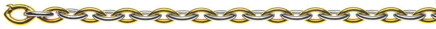 Collier Navette Bicolor (Gelb-/Weissgold) 750 Handarbeit Runddraht , poliert 7.0mm