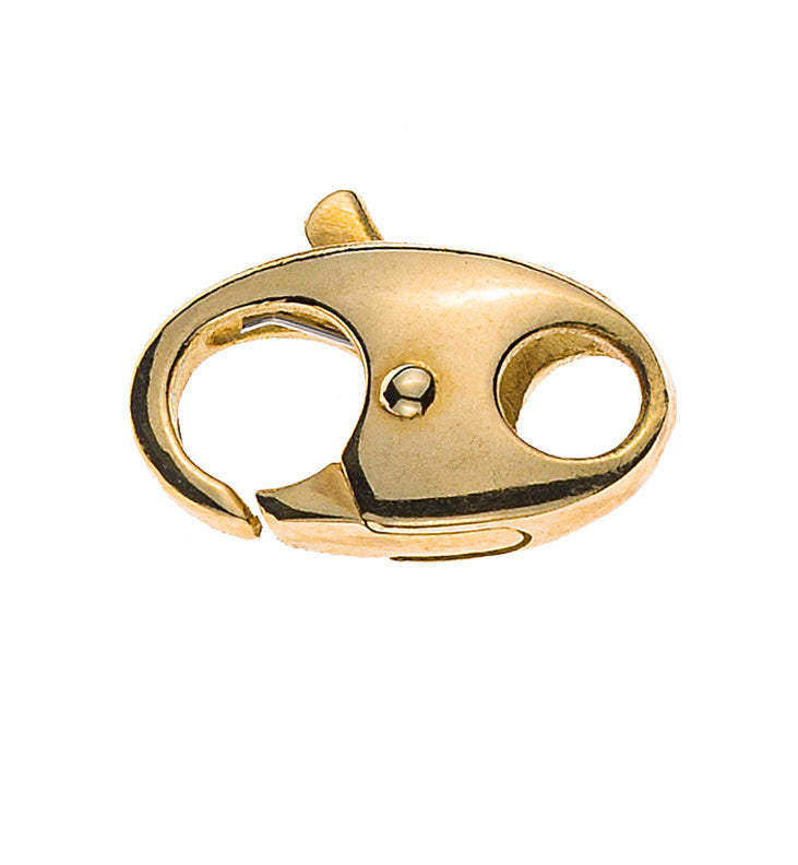 Karabiner Gelbgold 750, 14x8mm, ca. 1.9gr, verstiftet, oval
