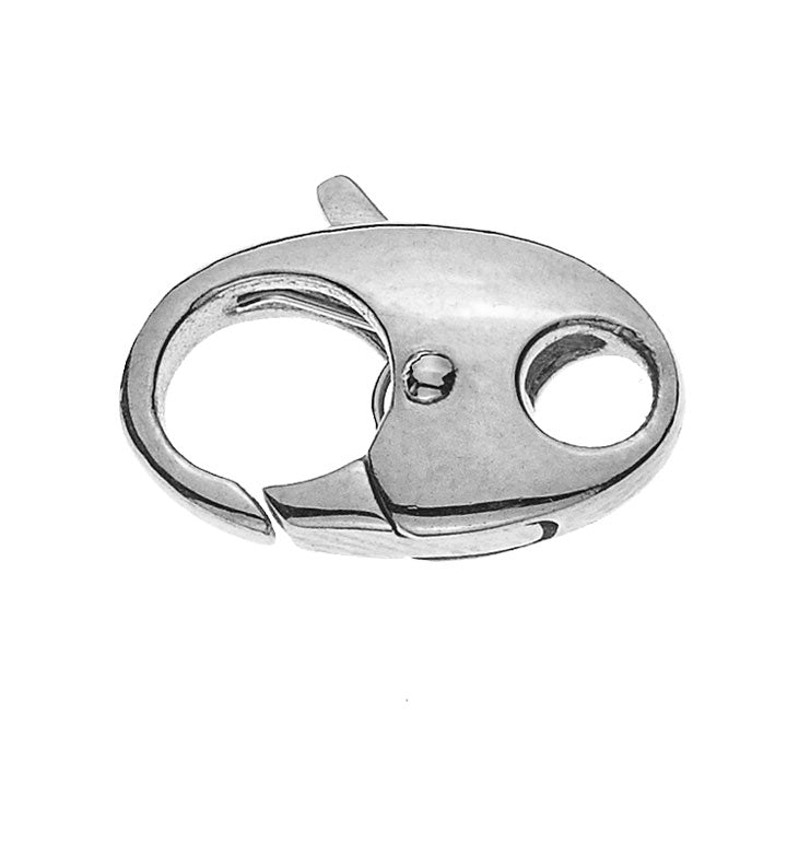 Karabiner Weissgold 750, 15x9mm, ca. 2.2gr, verstiftet, oval