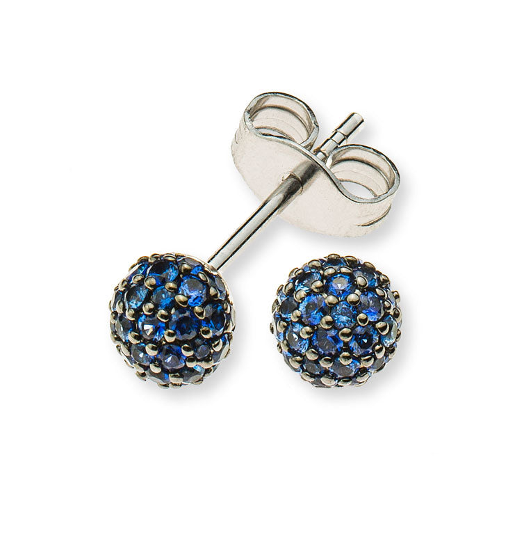 Farbsteinohrringe Weissgold 750 Kugeln mit 72 Safiren ct.