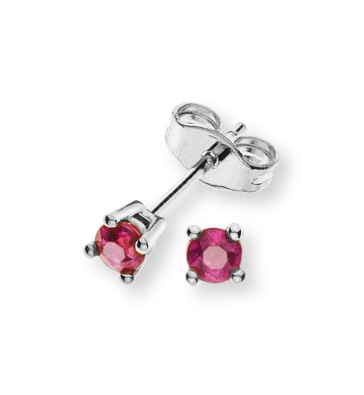 Ohrringe 4-Griff Weissgold 750 mit 2 Rubinen ct.