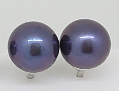 Perlohrringe Weissgold 750, mit schwarzen chinesischen Süsswasserperlen