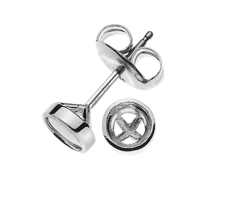 Solitär Ohrstecker Zargen-Fassung Rohling Weissgold 750 2 Steine à je ct.