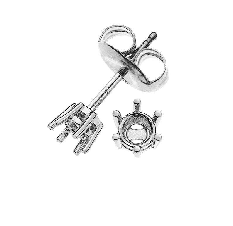 Solitär Ohrstecker 6-Griff-Fassung Rohling Weissgold 750 2 Steine à je ct.