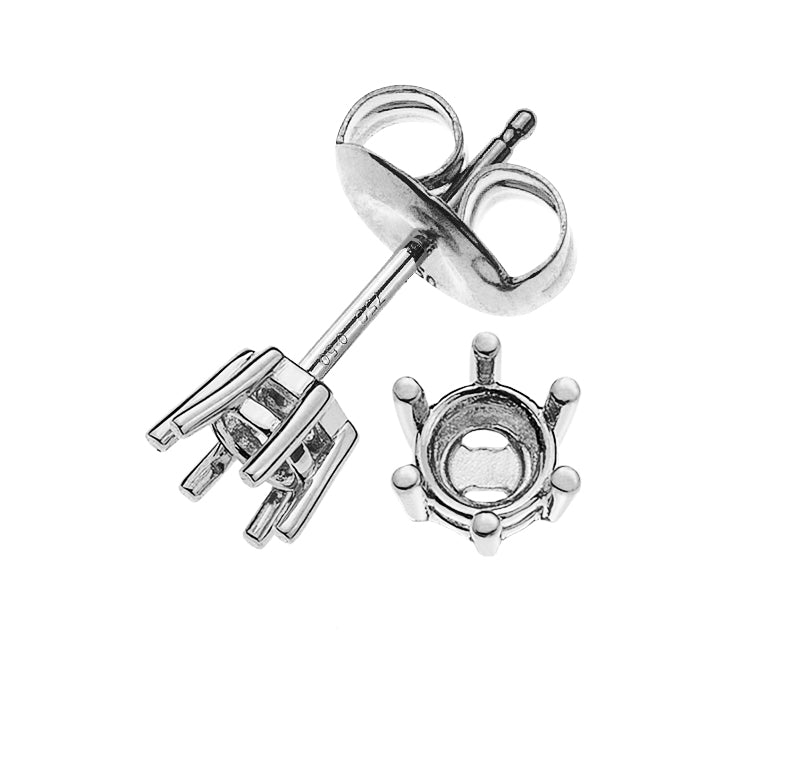Solitär Ohrstecker 6-Griff-Fassung Rohling Weissgold 750 2 Steine à je ct.