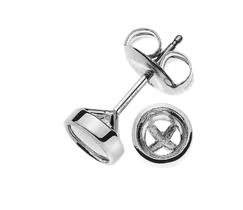 Solitär Ohrstecker Zargen-Fassung Rohling Weissgold 750 2 Steine à je 1.00ct.