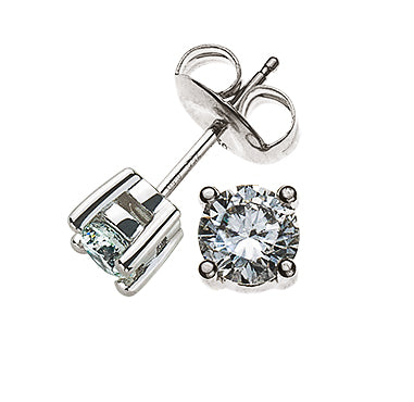Solitär Ohrstecker 4-Griff-Fassung Weissgold 750 1.00ct. 2 H SI Brillanten à je 0.50ct.