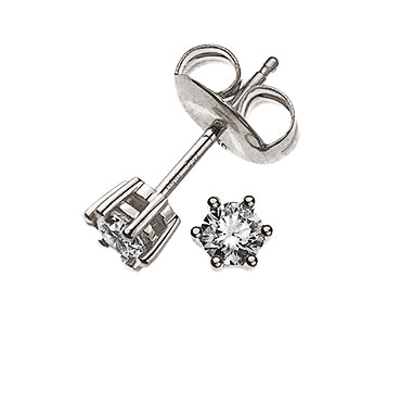 Solitär Ohrstecker 6-Griff-Fassung Weissgold 750 2 H SI Brillanten à je 0.05ct.