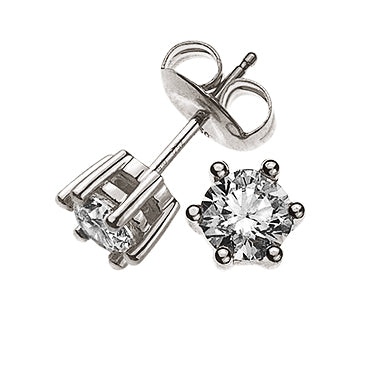 Solitär Ohrstecker 6-Griff-Fassung Weissgold 750 1.00ct. 2 H SI Brillanten à je 0.50ct.