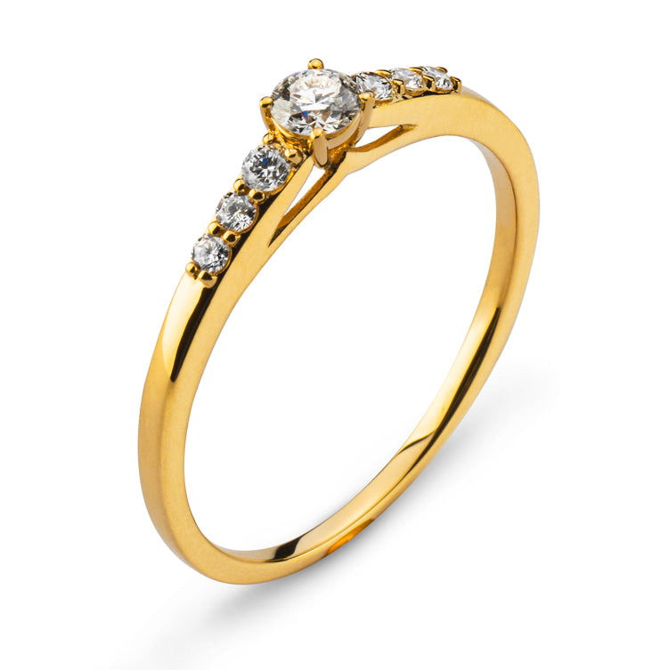 Ring Gelbgold 750 mit 6 Brillanten H SI Tot. & 1 Brillant H SI 0.13ct.