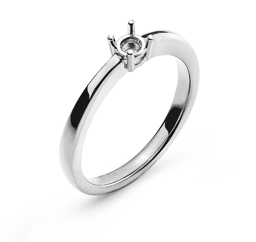 Solitär Ring 4-Griff-Fassung Rohling Weissgold 750 0ct.