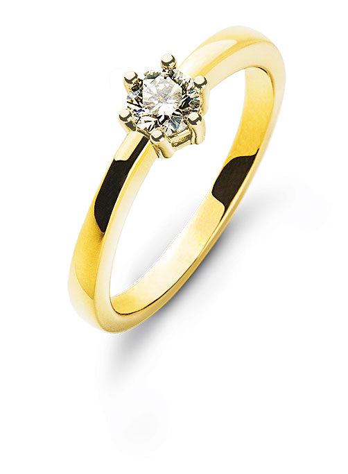 Solitär Ring 6-Griff-Fassung Gelbgold 750 ct.