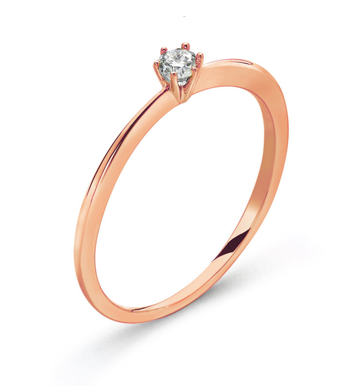 Solitär Ring 6-Griff-Fassung Rotgold 750 H SI 0ct.