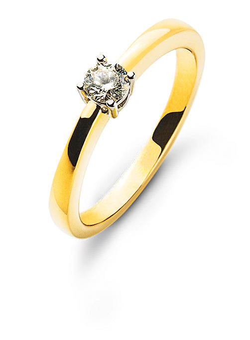 Solitär Ring 4-Griff-Fassung Gelbgold 750 H SI Fassung Weissgold 750