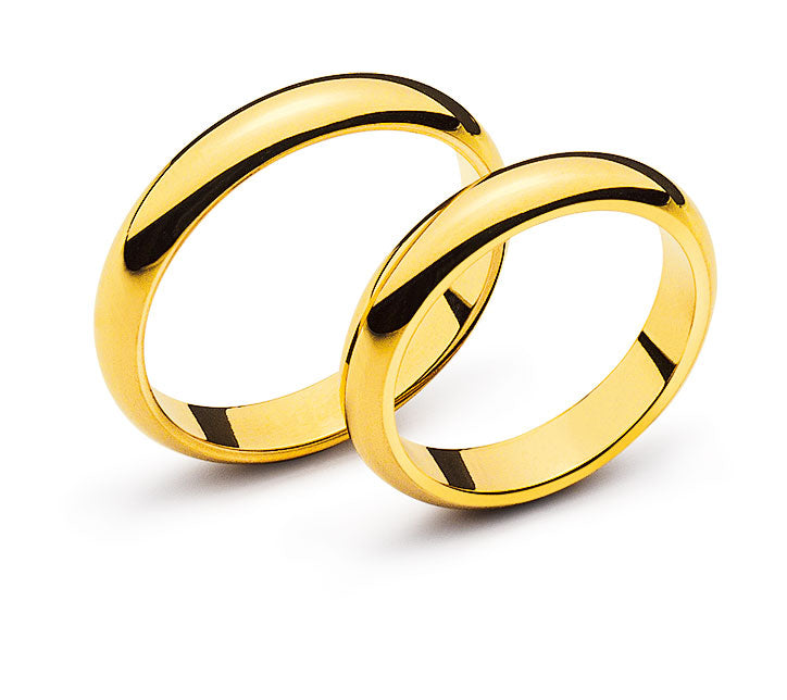 Trauring Gelbgold 750 halbrund bombiert