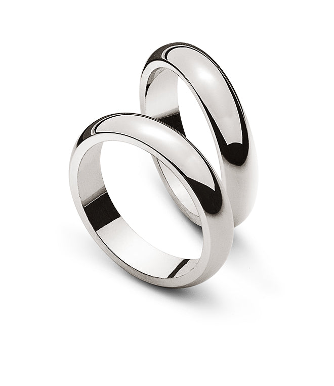 Trauring Weissgold 750 halbrund bombiert