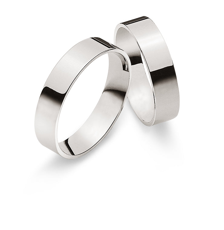 Trauring flach Weissgold 750