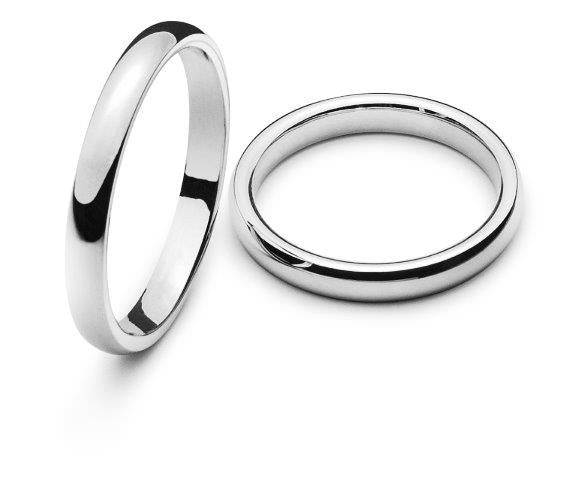 Trauring Weissgold 750 3mm Innenschiene bombiert