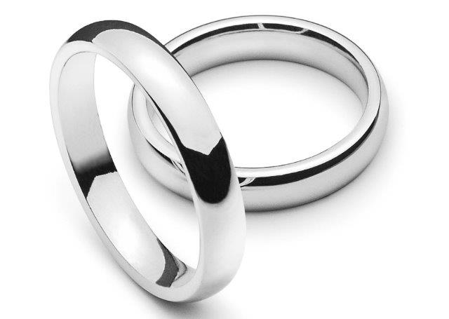 Trauring Weissgold 750 Innenschiene bombiert