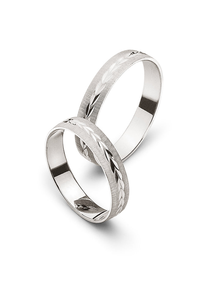 Trauring Fantasieschliff Weissgold 750 4mm