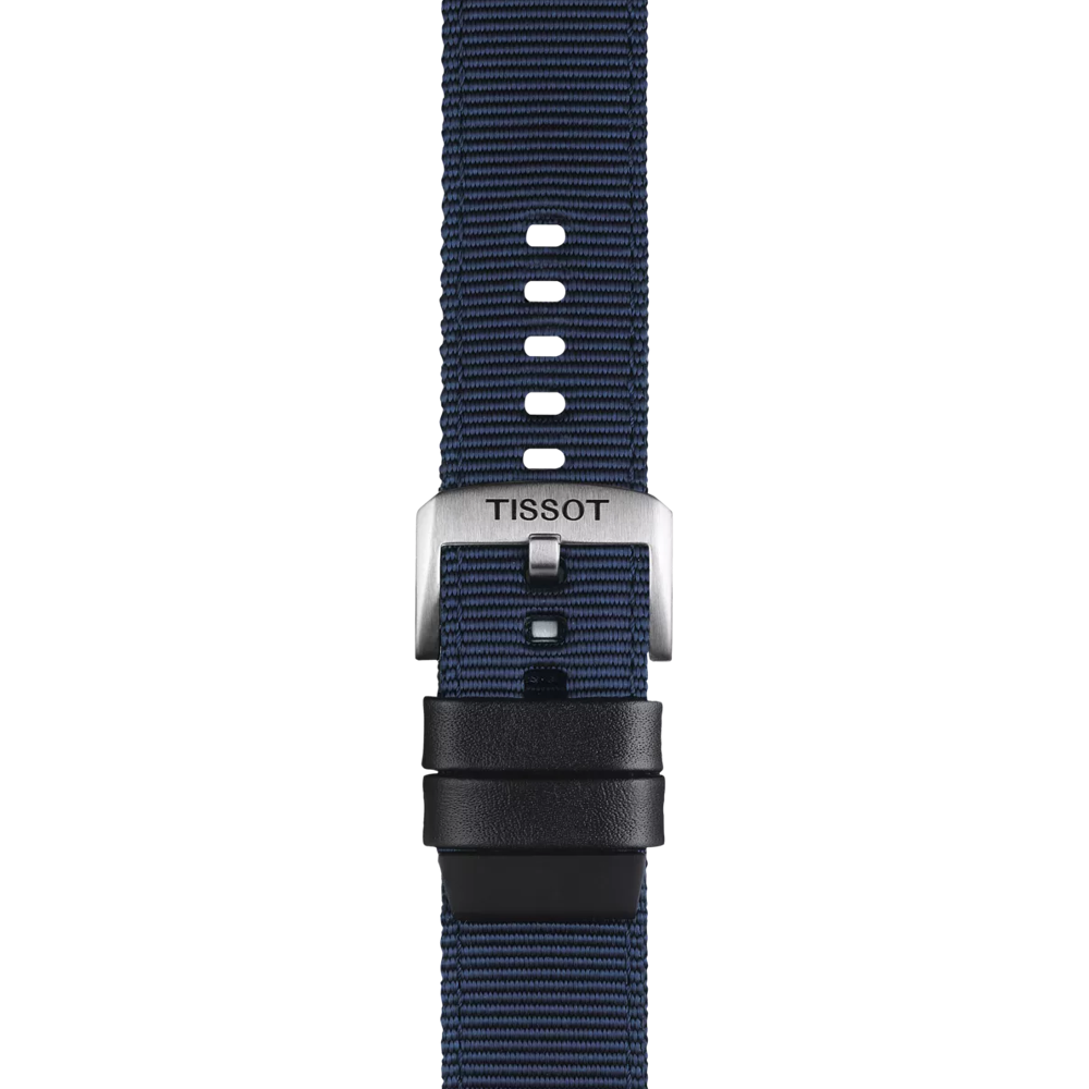 Original Tissot Textilarmband mit Lederelementen blau Bandanstoß 22 mm