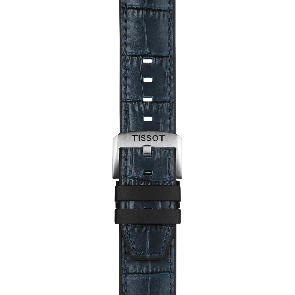Original Tissot Lederarmband mit Kautschukelementen blau Bandanstoß 22 mm