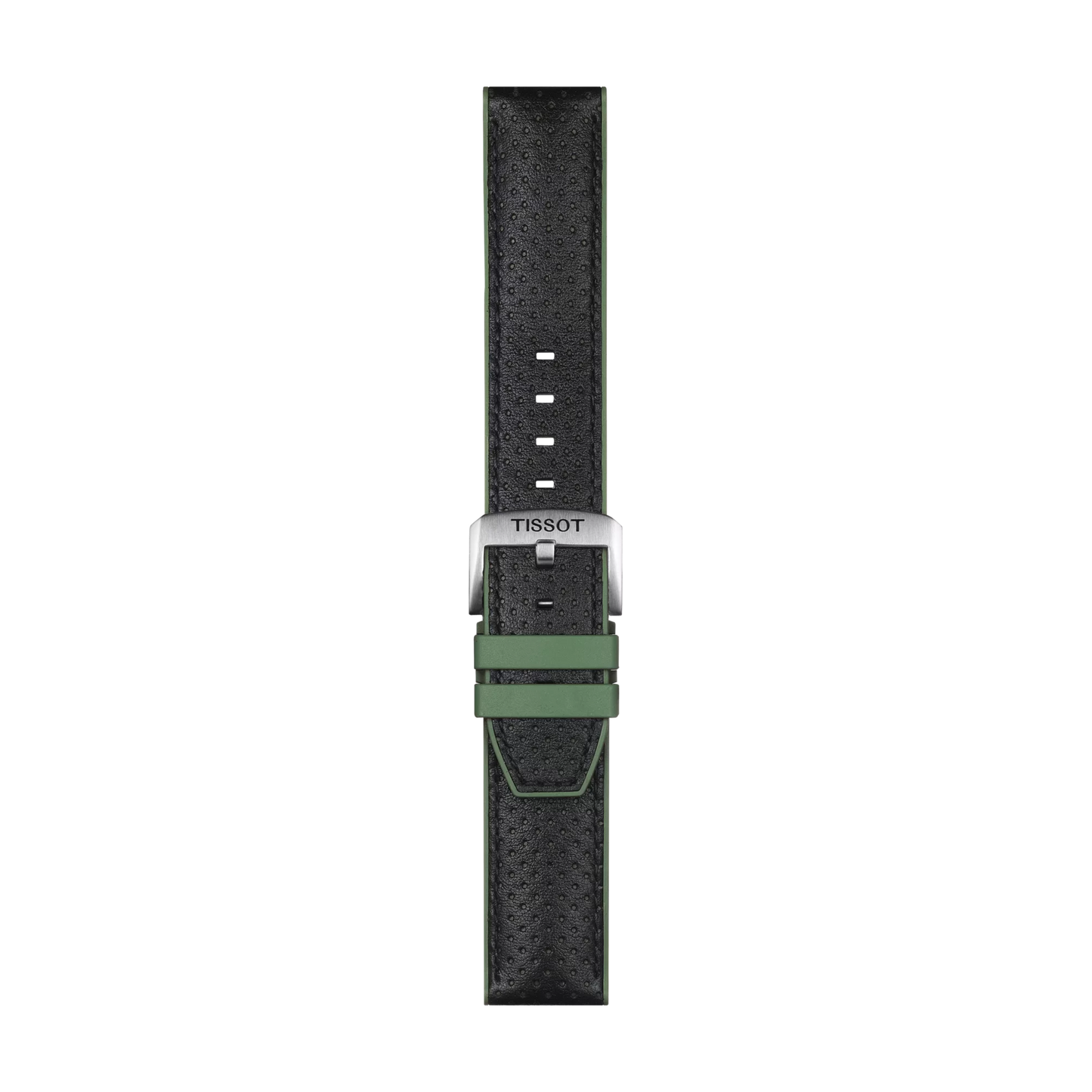Original Tissot Lederarmband mit Kautschukelementen schwarz/grün Bandanstoß 22 mm