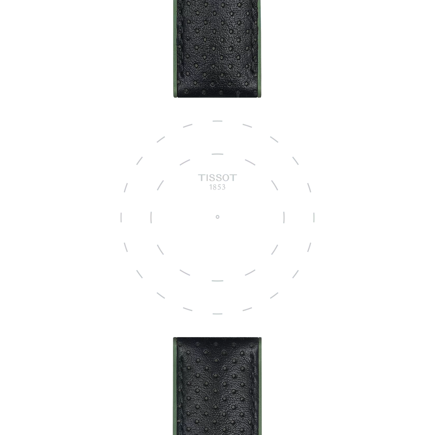 Original Tissot Lederarmband mit Kautschukelementen schwarz/grün Bandanstoß 22 mm
