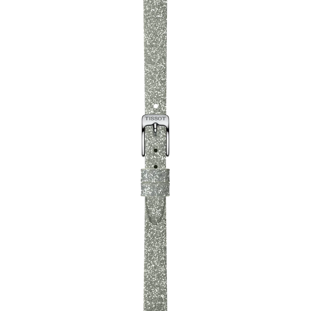 Original Tissot Synthetikarmband silber glitzernd Bandanstoss 9 mm