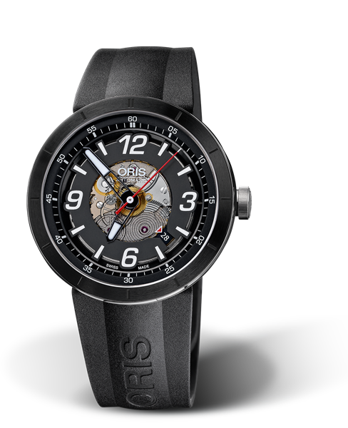 TT1 Engine Date, 43mm, Black, Rubber Strap, Stainless steel crown, Multi-piece stainless steel case, ceramic top ring