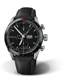 Artix GT Chronograph, 44mm, Black, Leather Strap, Stainless steel screw-in security crown and pushers, Multi-piece stainless steel case