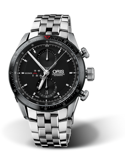 Artix GT Chronograph, 44mm, Black, Stainless steel Strap, Stainless steel screw-in security crown and pushers, Multi-piece stainless steel case