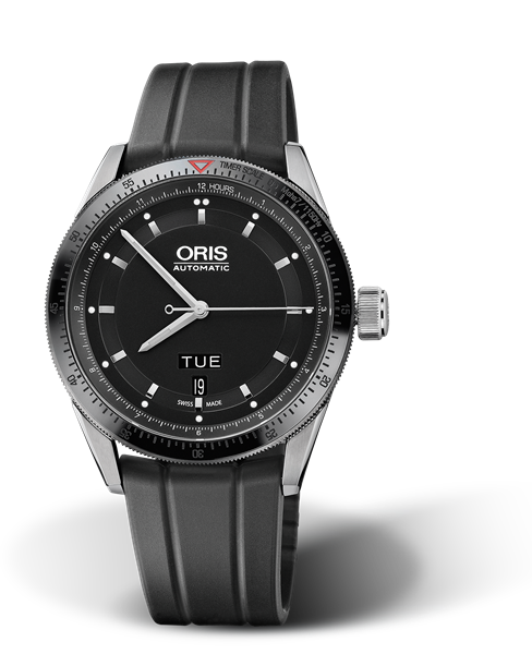 Artix GT Day Date, 42mm, Black, Rubber Strap, Stainless steel screw-in security crown, Multi-piece stainless steel case