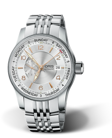 Big Crown Small Second, Pointer Day, 44mm, Grey, Stainless steel Strap, Stainless steel screw-in security crown, Multi-piece stainless steel case