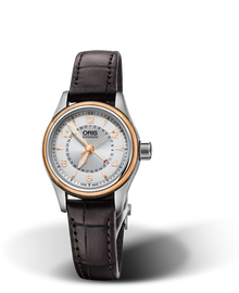 Big Crown Pointer Date, 29mm, Grey, Leather Strap, Stainless steel screw-in security crown, Multi-piece stainless steel case, rose gold PVD plated top ring