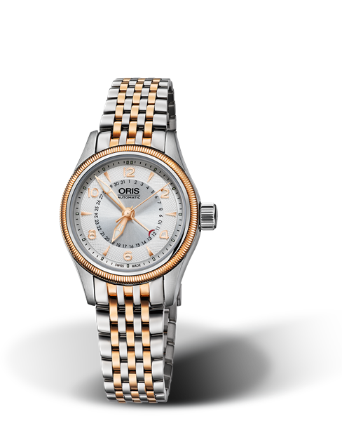 Big Crown Pointer Date, 29mm, Grey, Stainless steel Strap, Stainless steel screw-in security crown, Multi-piece stainless steel case, rose gold PVD plated top ring